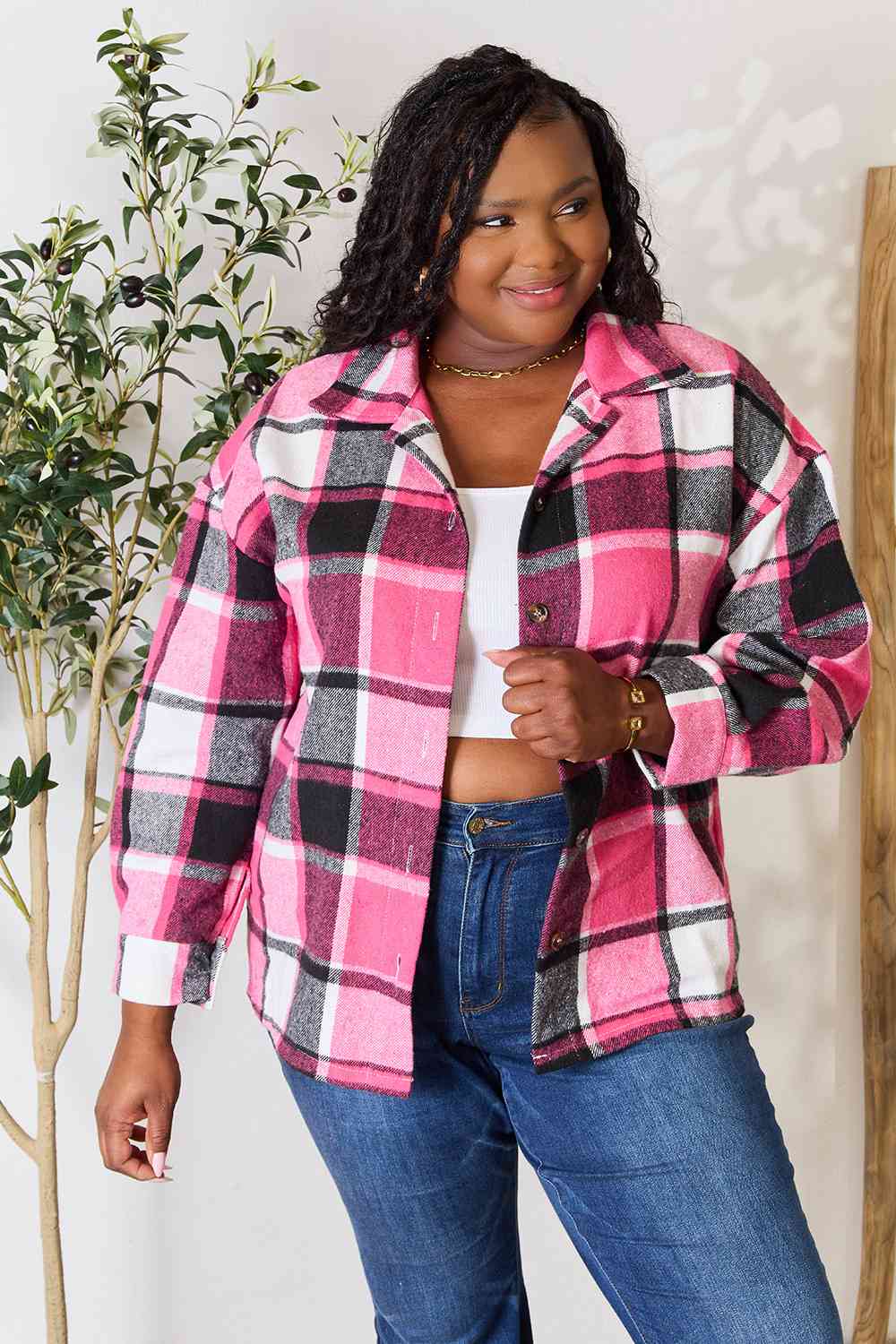 Kayla Plaid Button Up Jacket