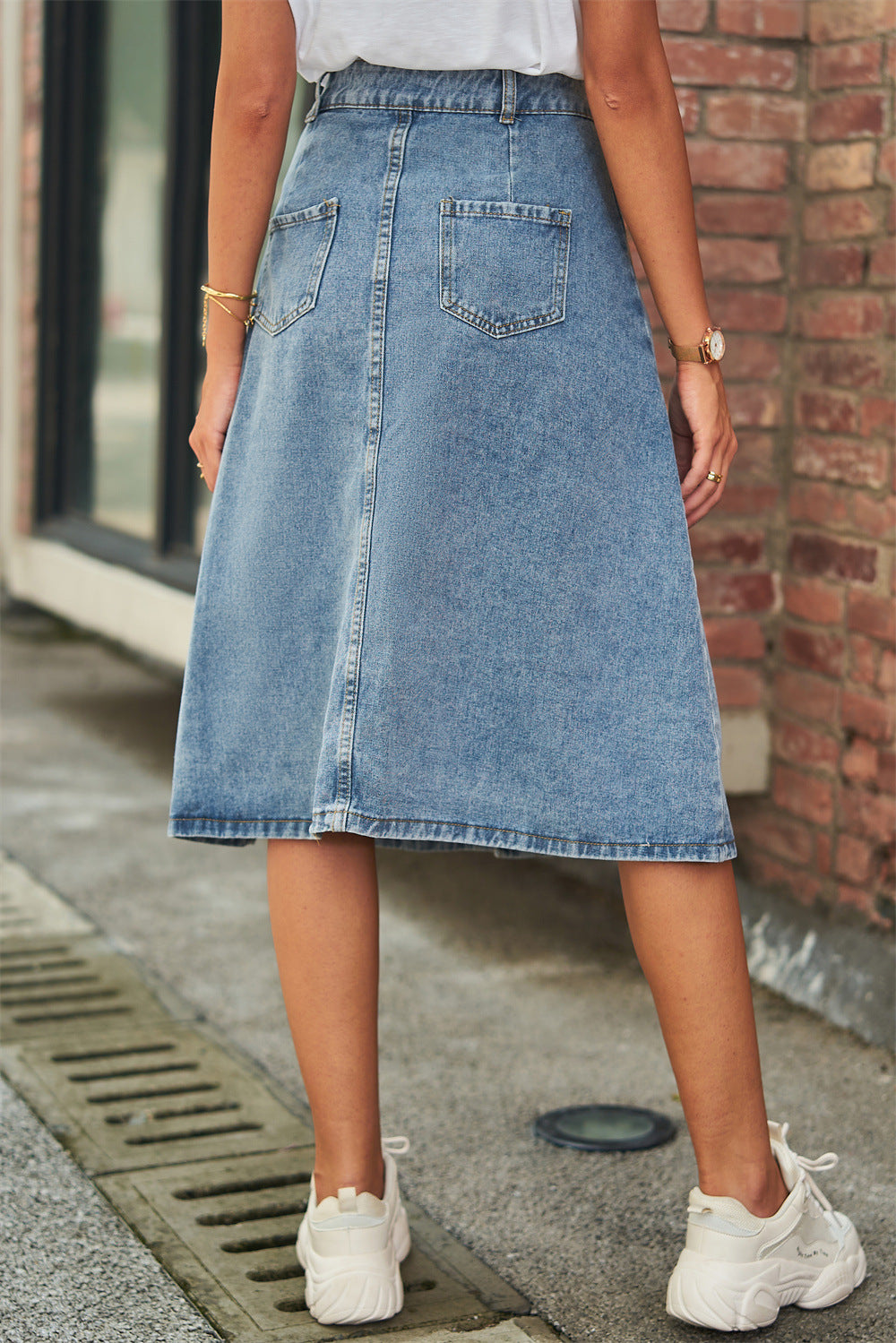 Call Me Later Denim Midi Skirt