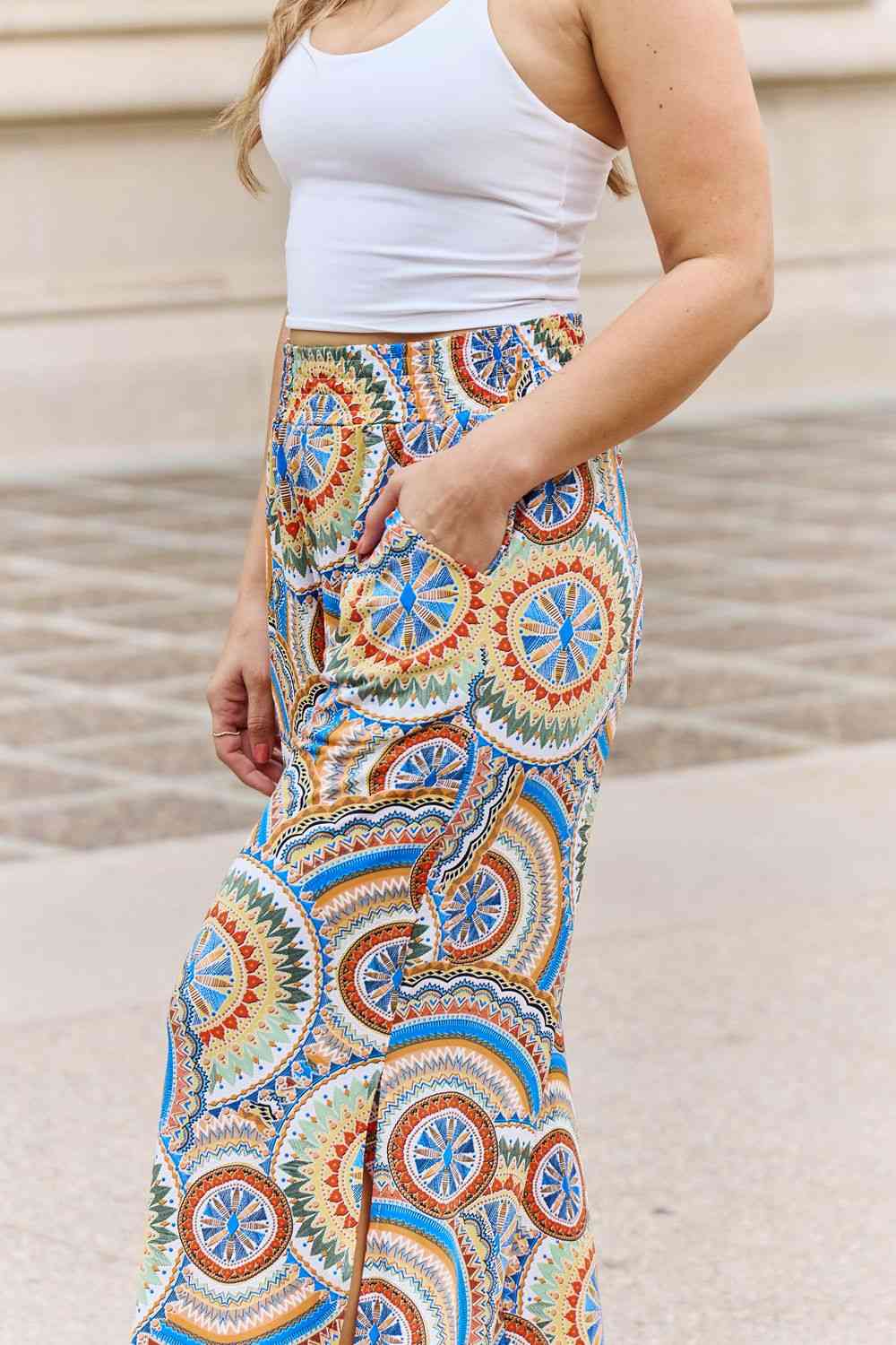Tropical Vibe Side Slit Pants