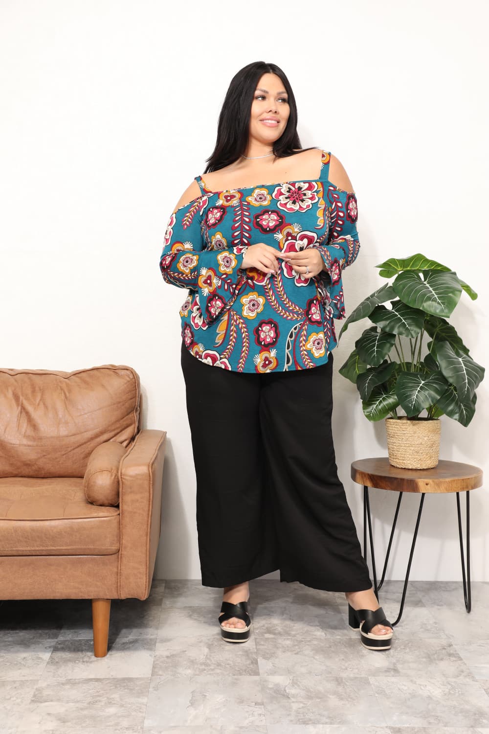Gracie Floral Cold Shoulder Blouse