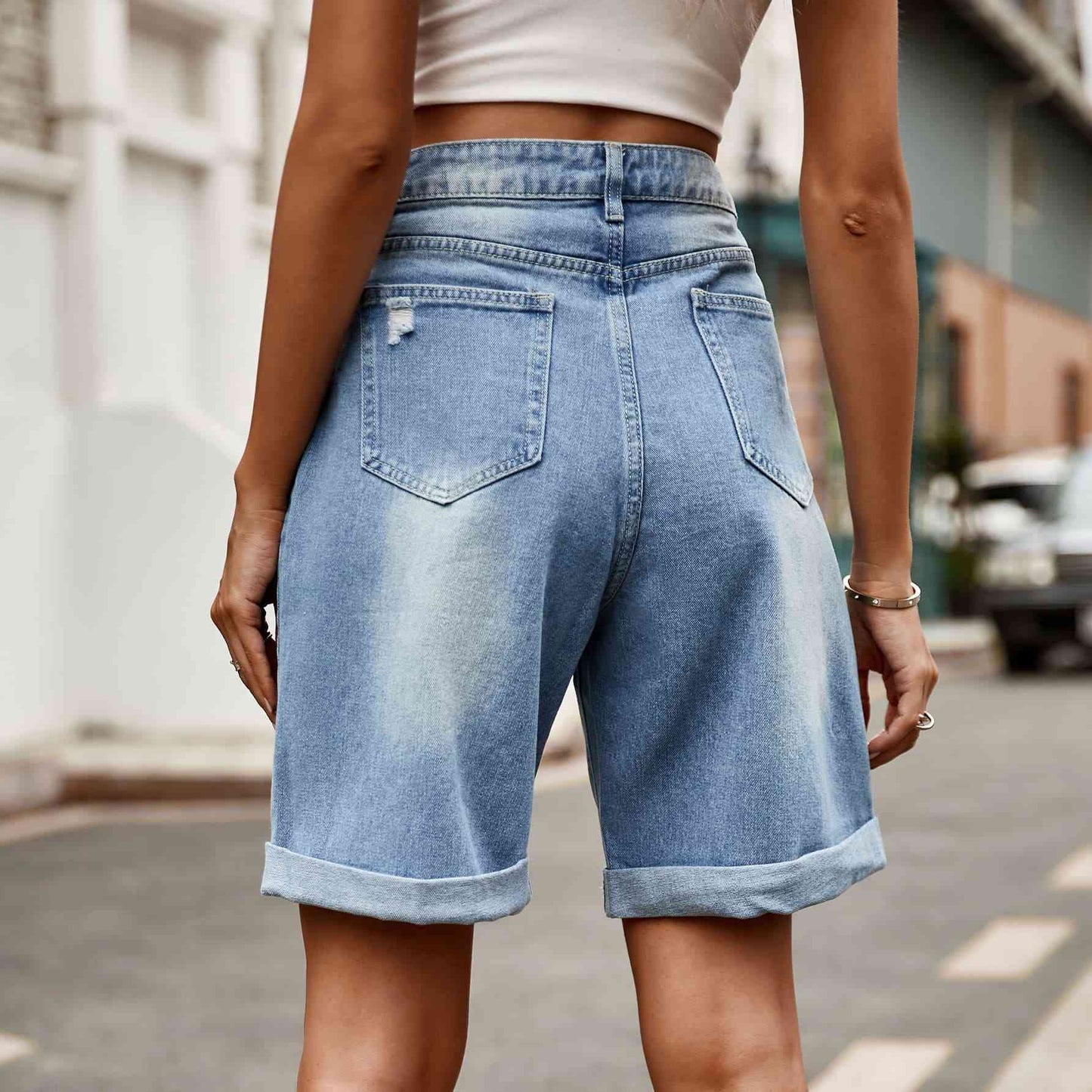 Tiana Distressed Denim Shorts