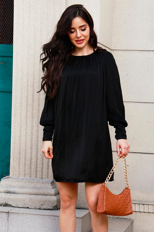 Rachel Ruched Long Sleeve Mini Dress