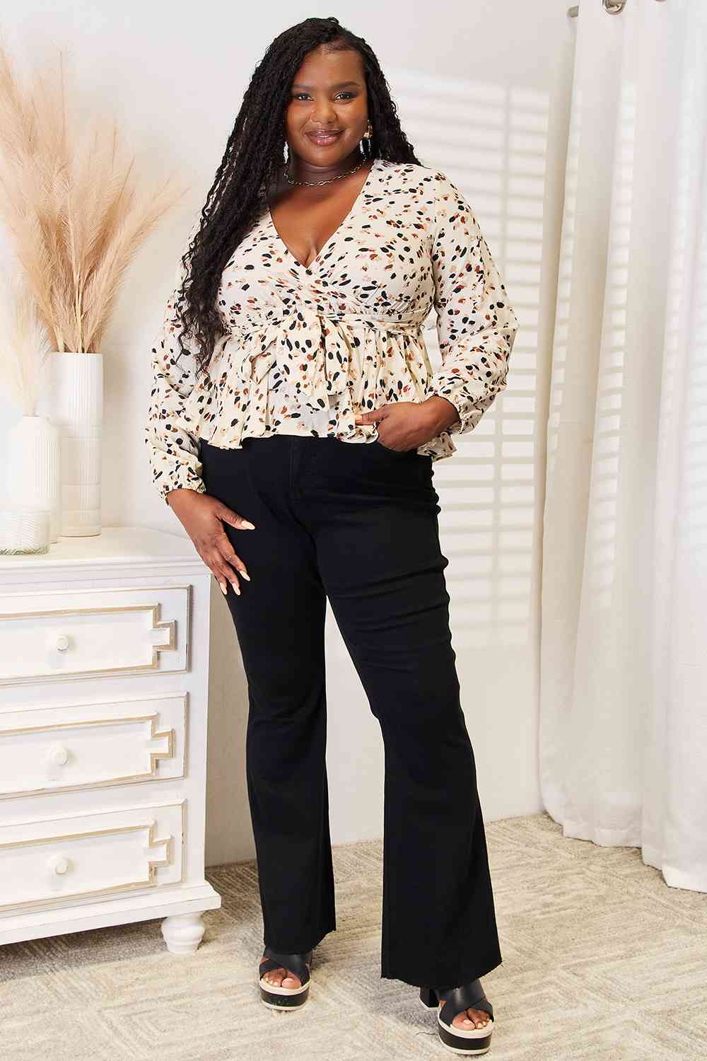 Marseille Tied Peplum Blouse
