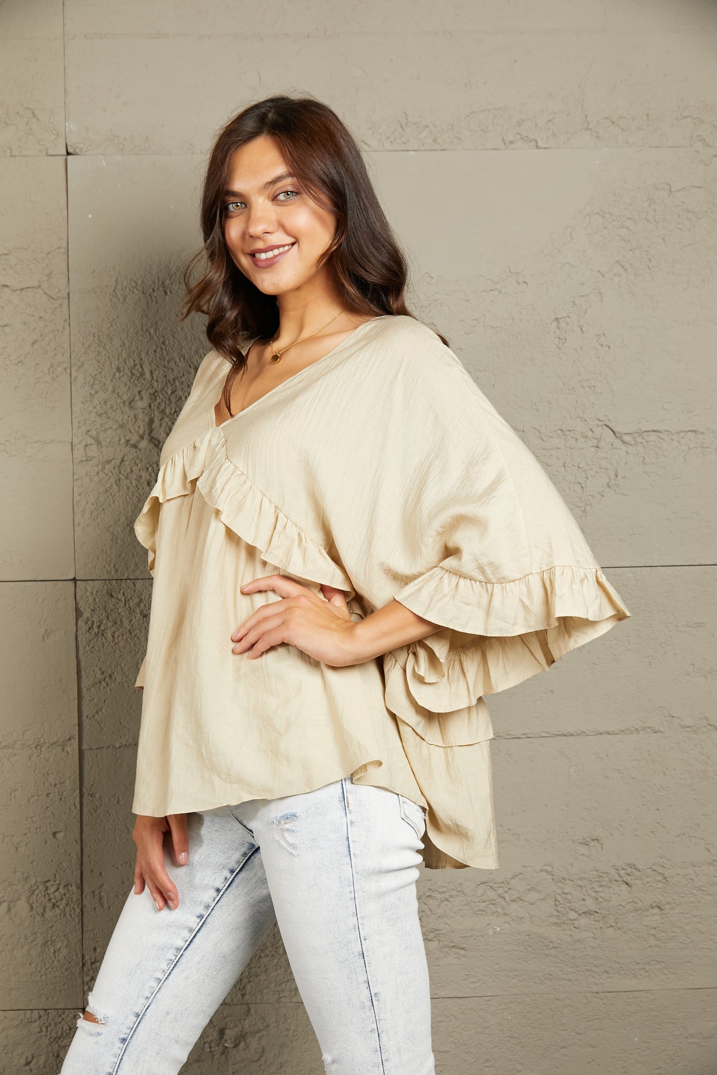Marcia Ruffled V-Neck Blouse