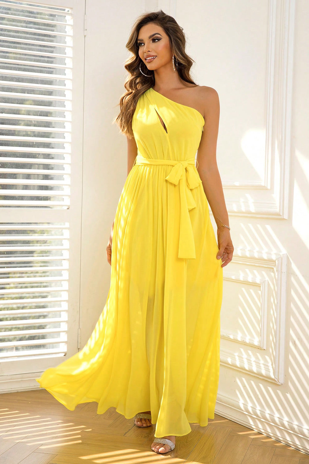 Sunshine Cutout Tie Waist Maxi Dress