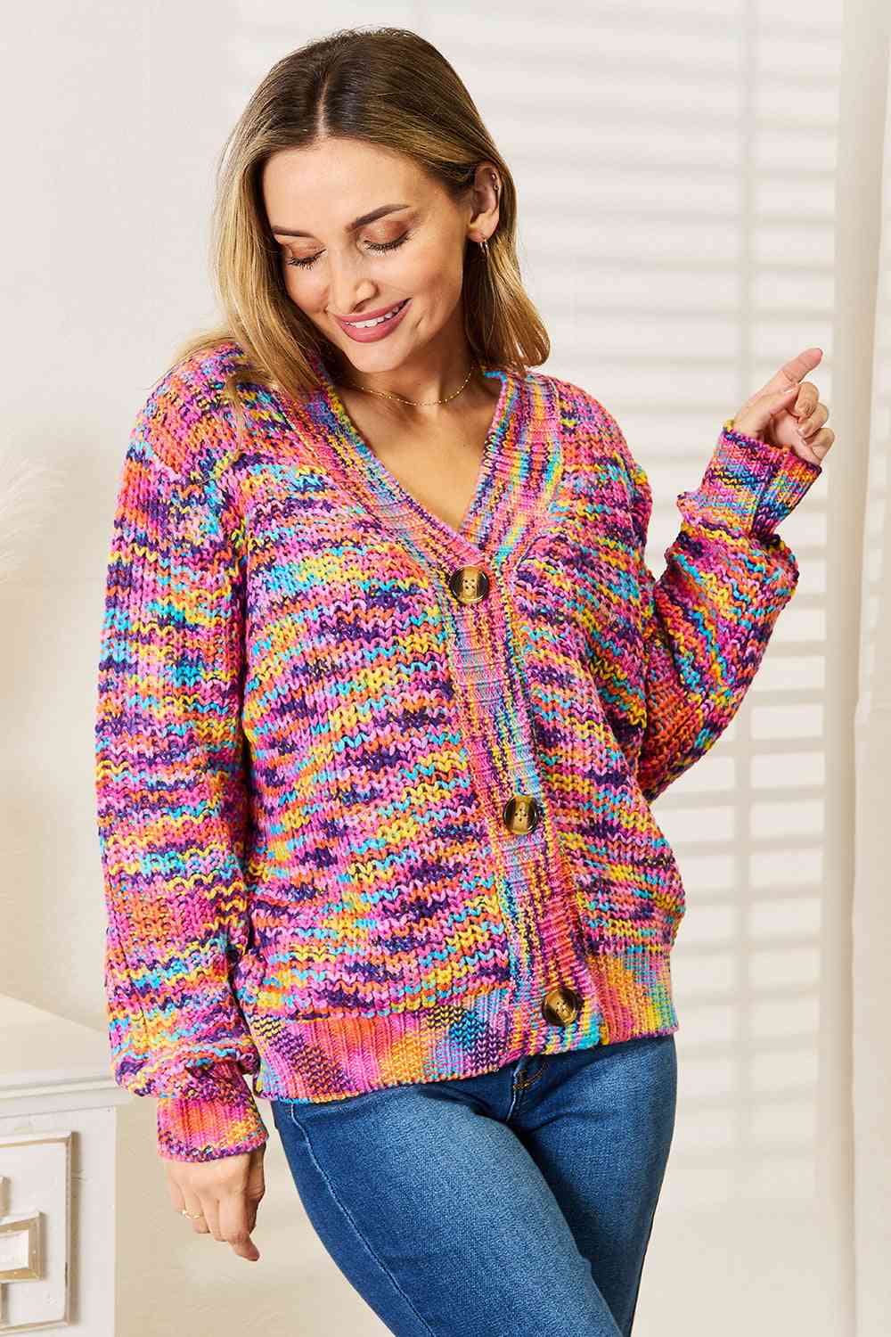 Colorful V-Neck Cardigan