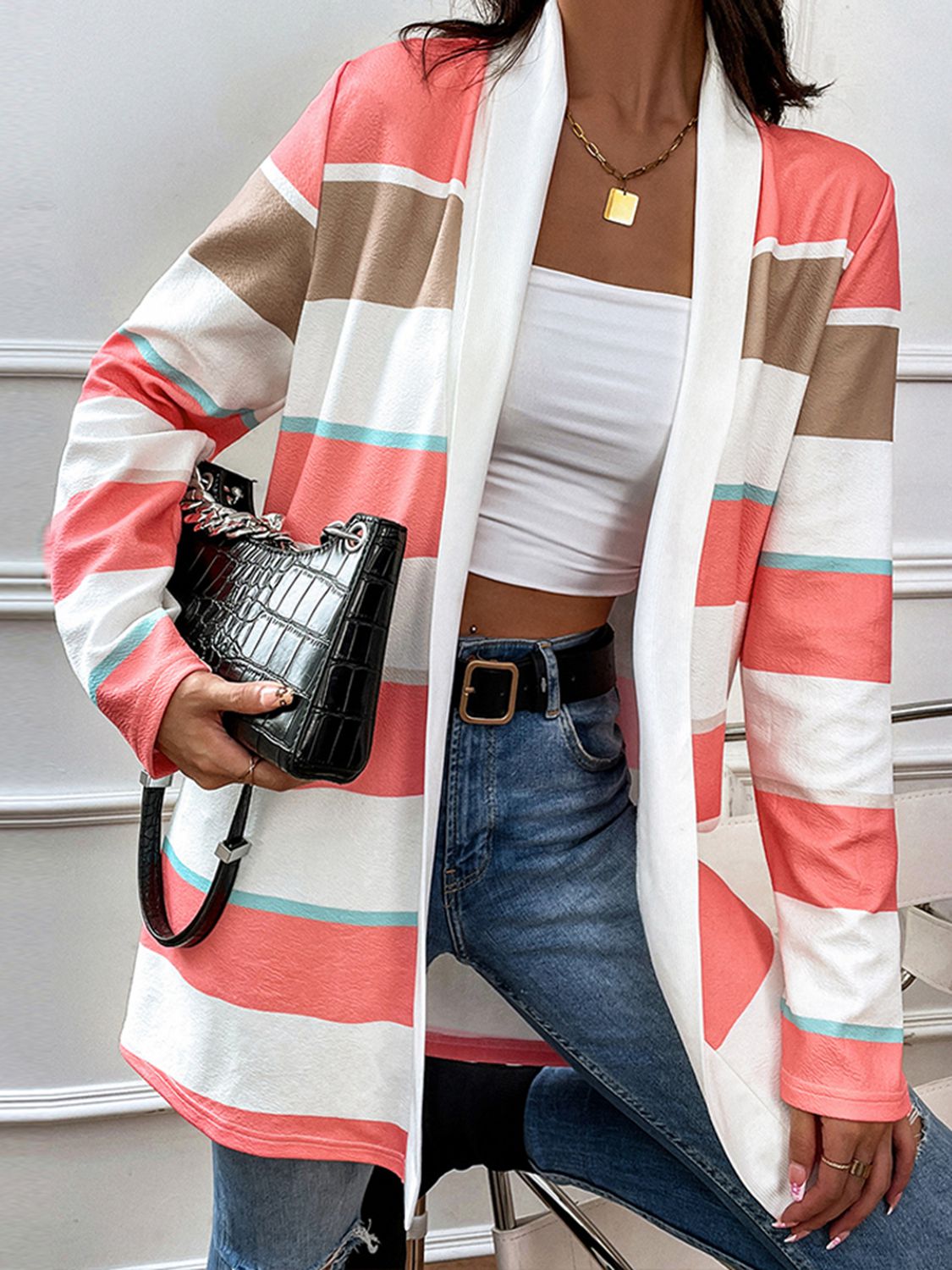 Watching Me Striped Longline Cardigan