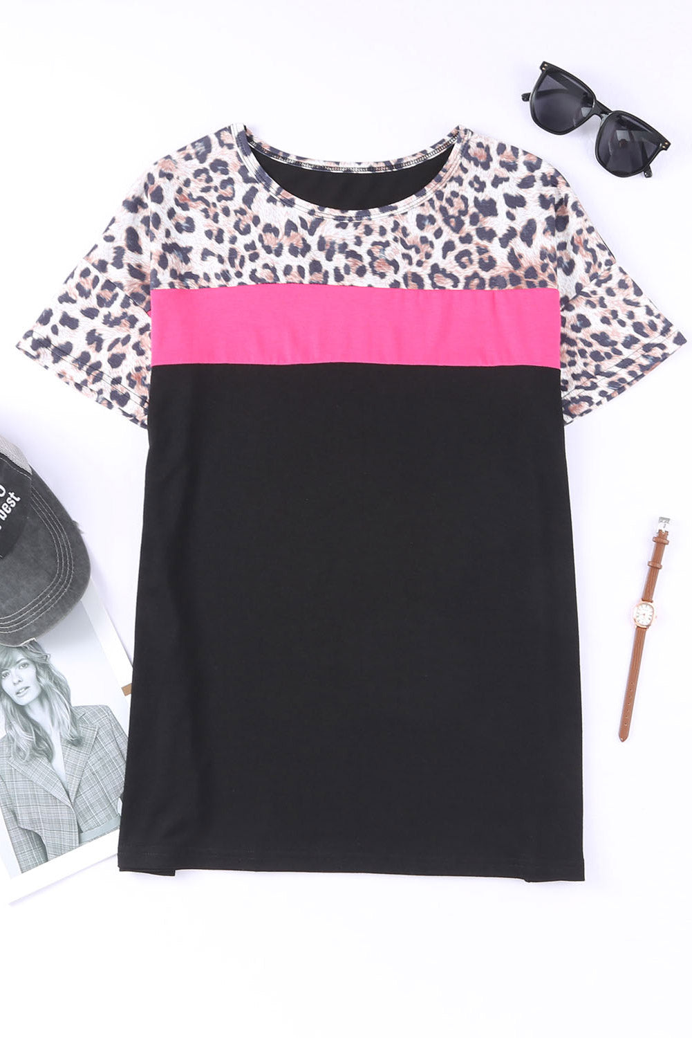 I'm Wild Leopard Color Block T-Shirt