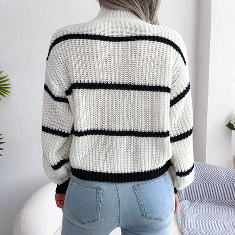 Makayla Striped Mock Neck Sweater