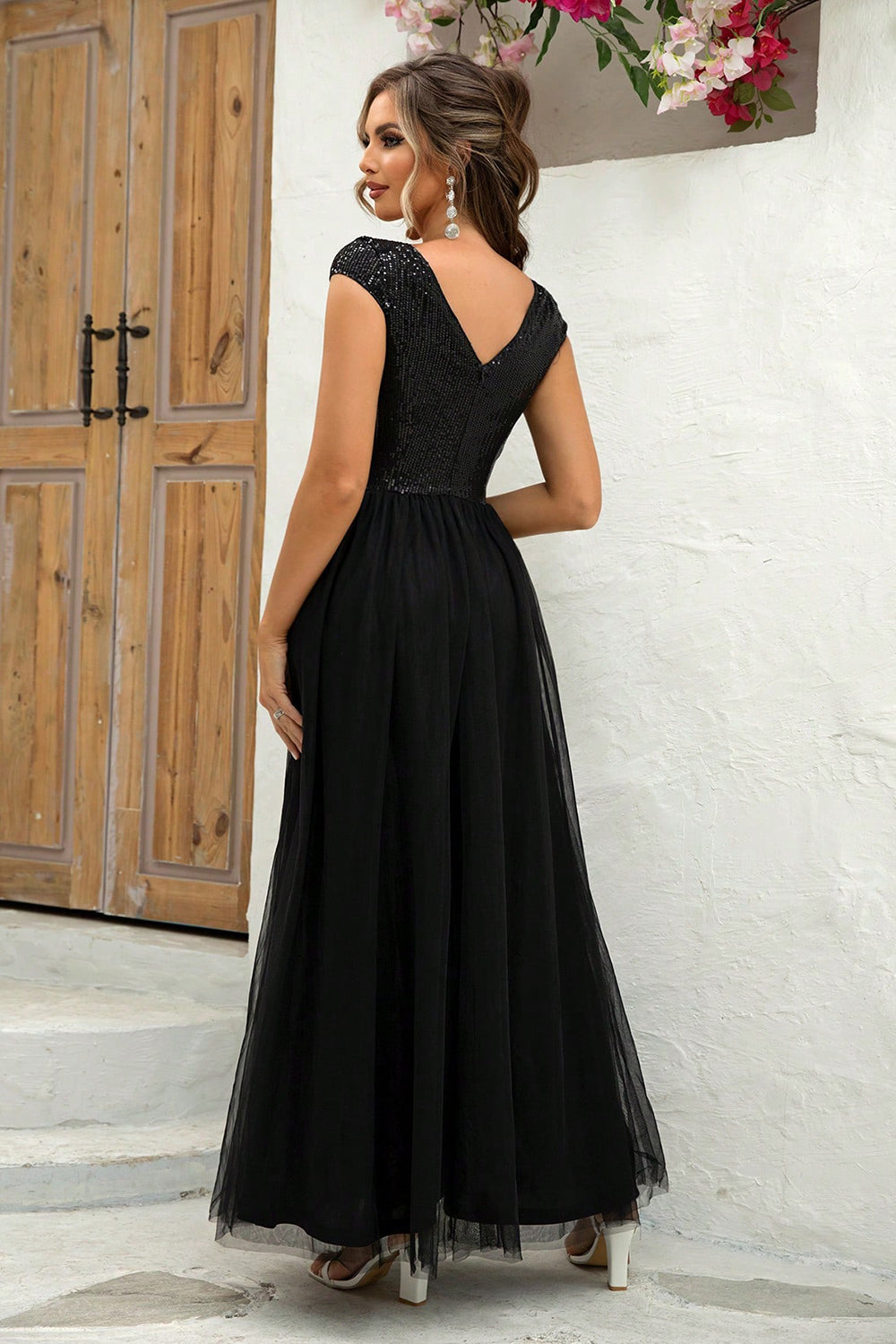 Modern Day Glam Sequin V-Neck Maxi Dress
