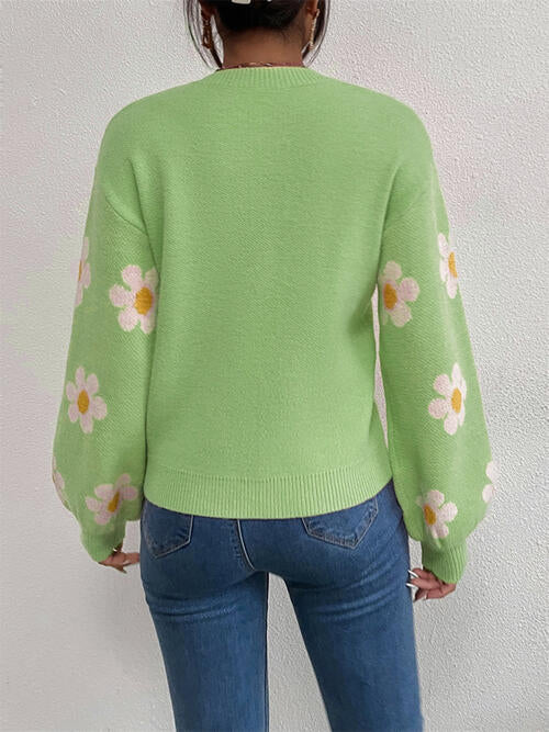 Luna Flower Lantern Sleeve Sweater