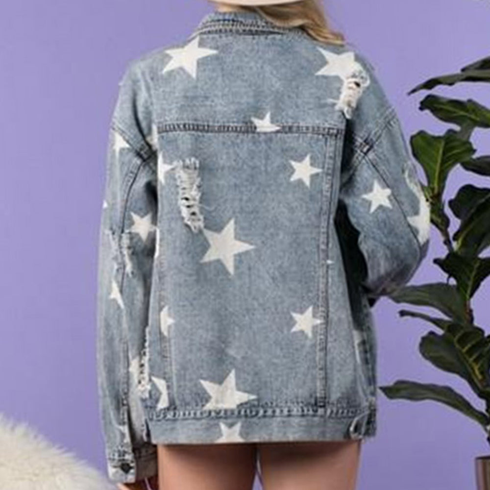 Chasing The Stars Distressed Denim Shacket