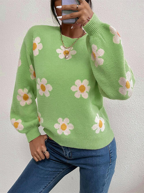 Luna Flower Lantern Sleeve Sweater