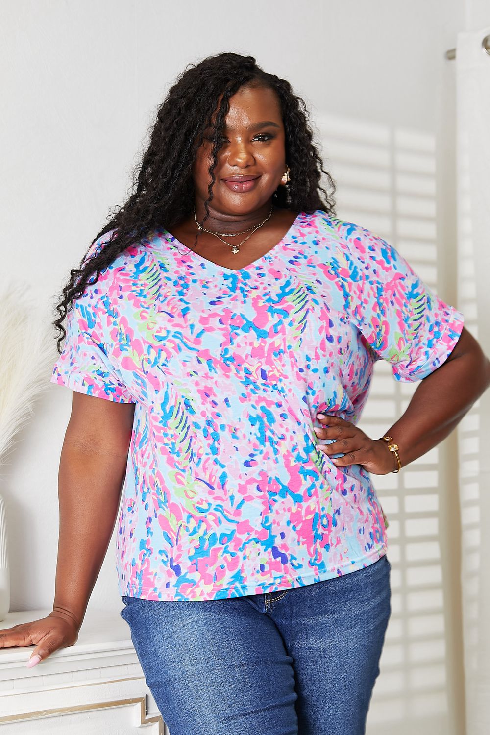 Tropical Vibe V-Neck Top