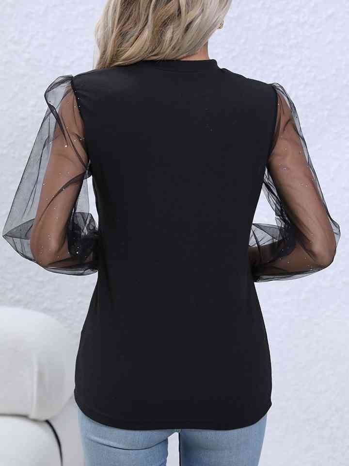Alivia Decorative Button Puff Sleeve Blouse
