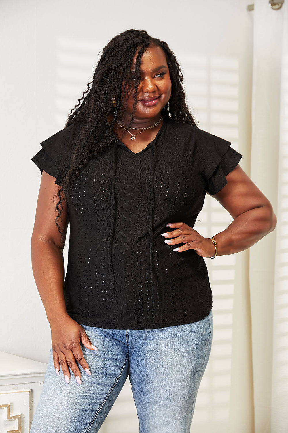 Danielle Flutter Sleeve Blouse