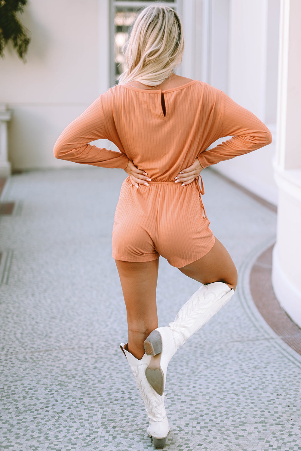 Pumpkin Spice Long Sleeve Round Neck Romper