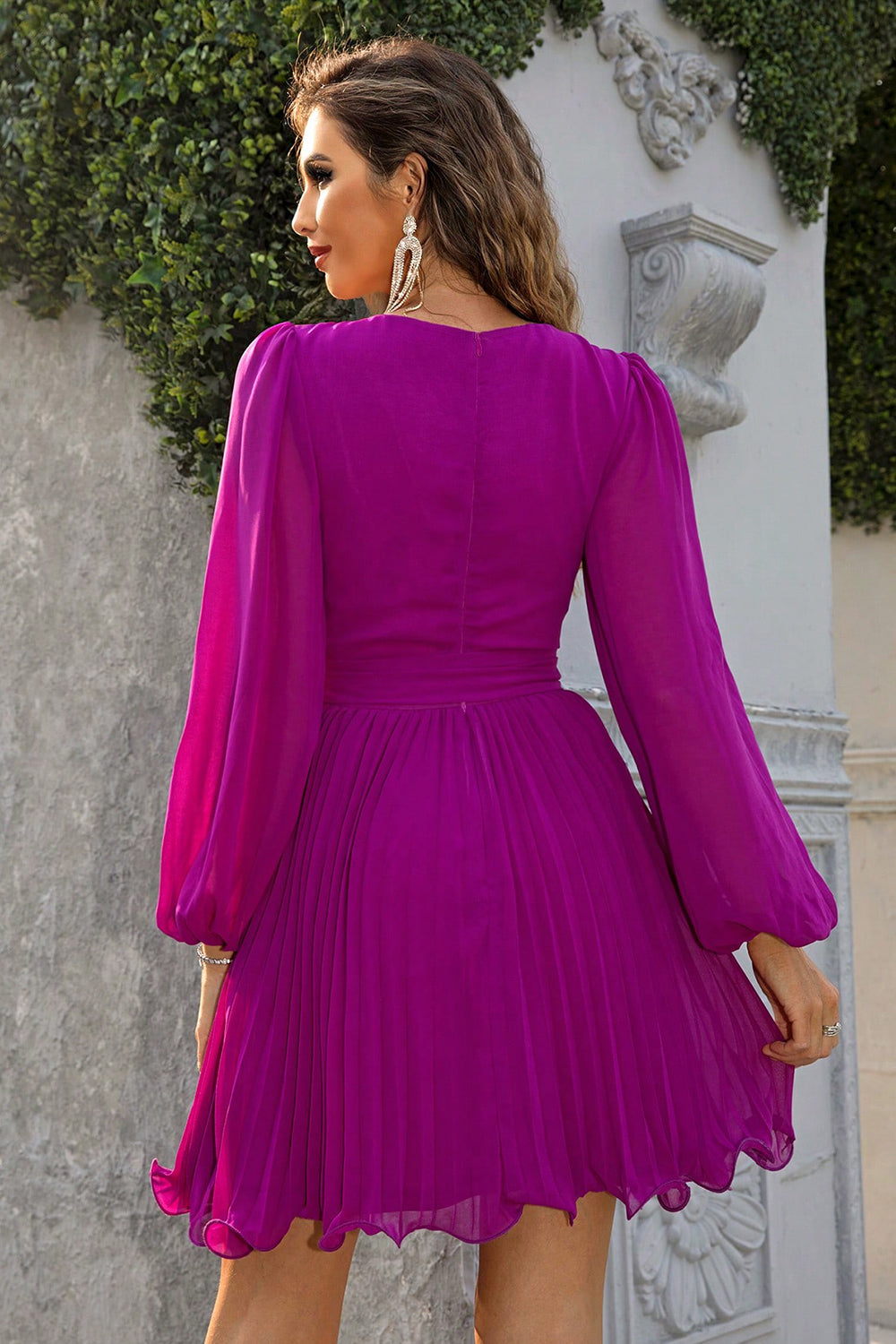 Leia Tied Surplice Neck Pleated Dress