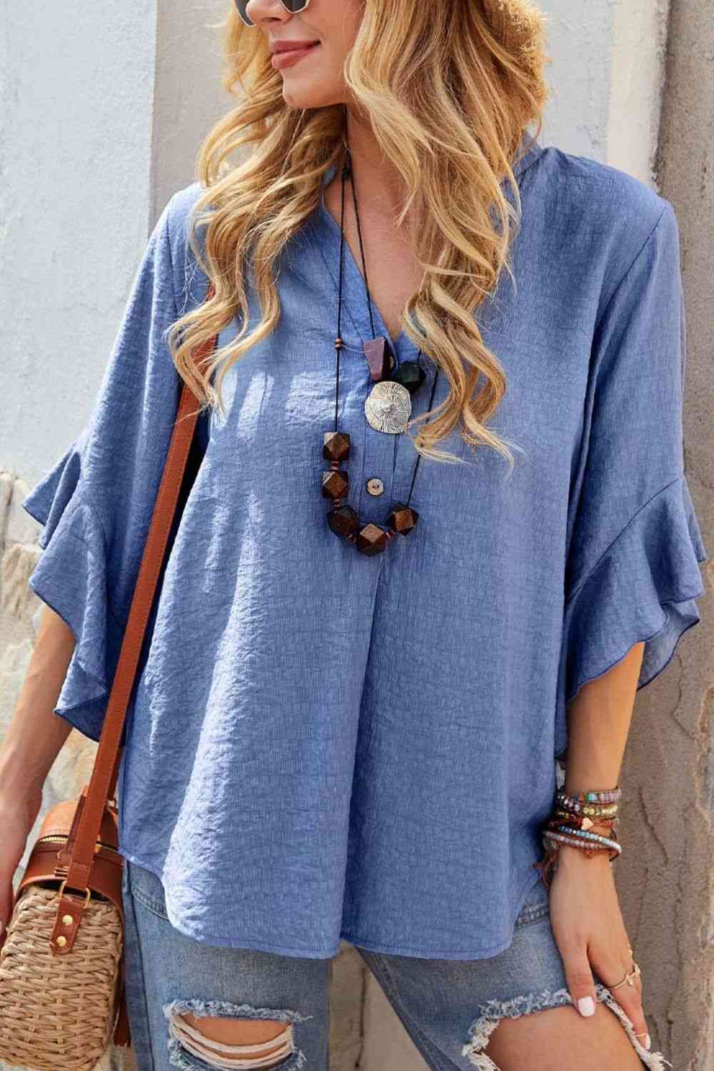 Madalyn Flounce Sleeve Blouse