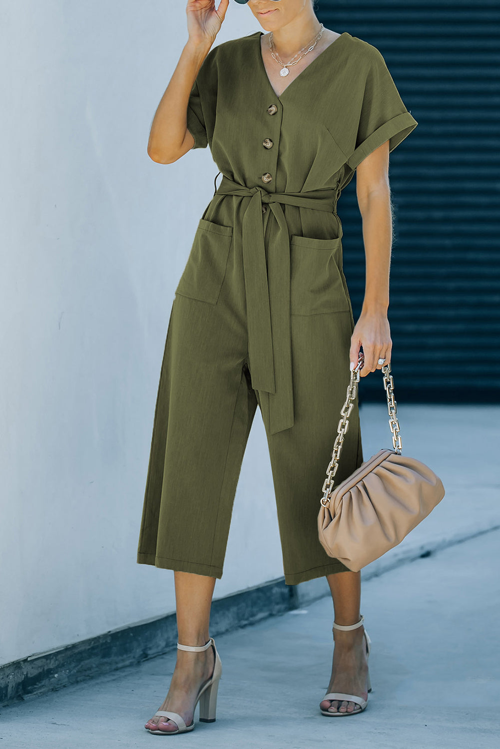 Lizette Tie-Waist Cropped Jumpsuit