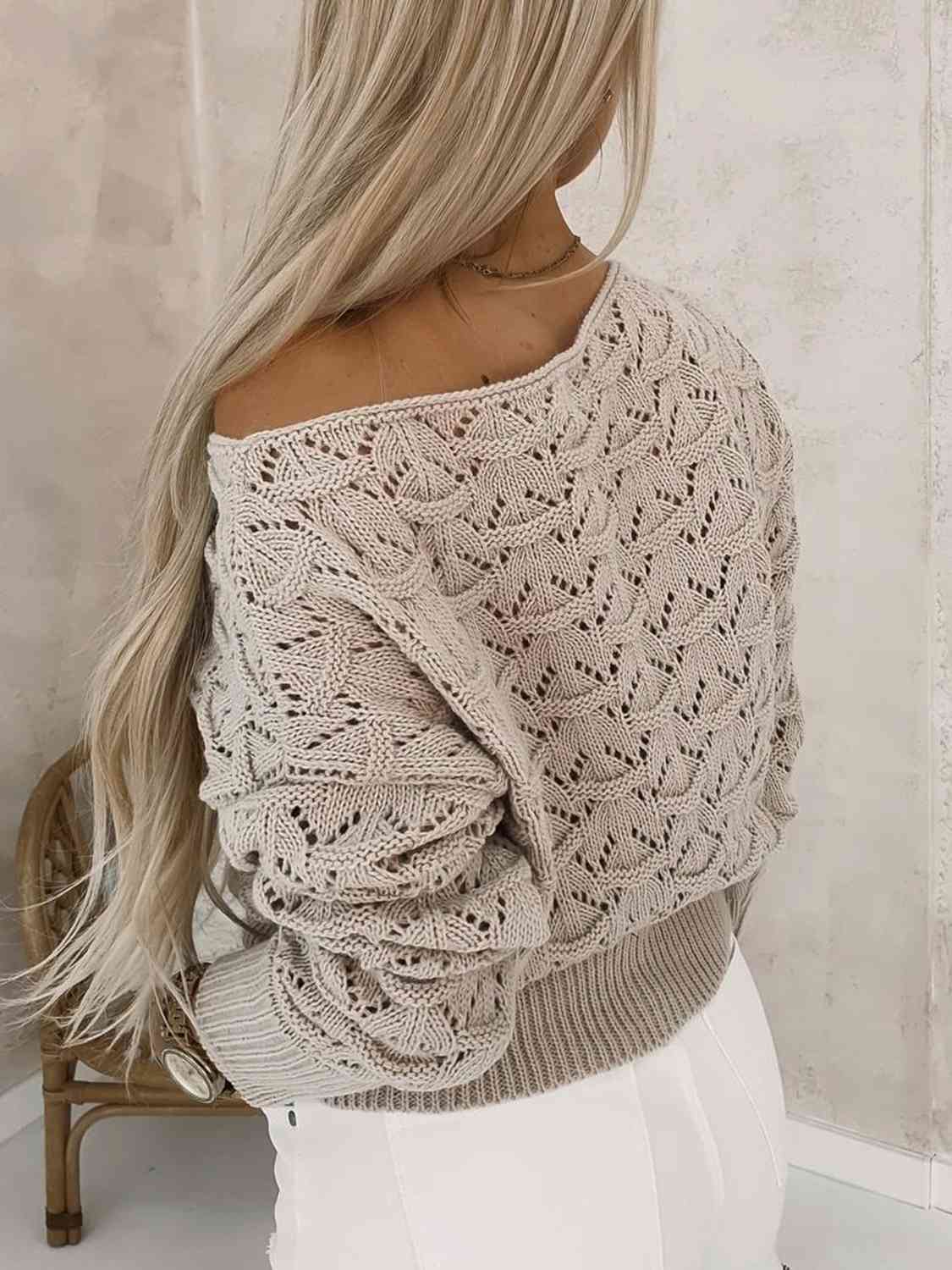 Amelia Openwork Plain Pullover Sweater