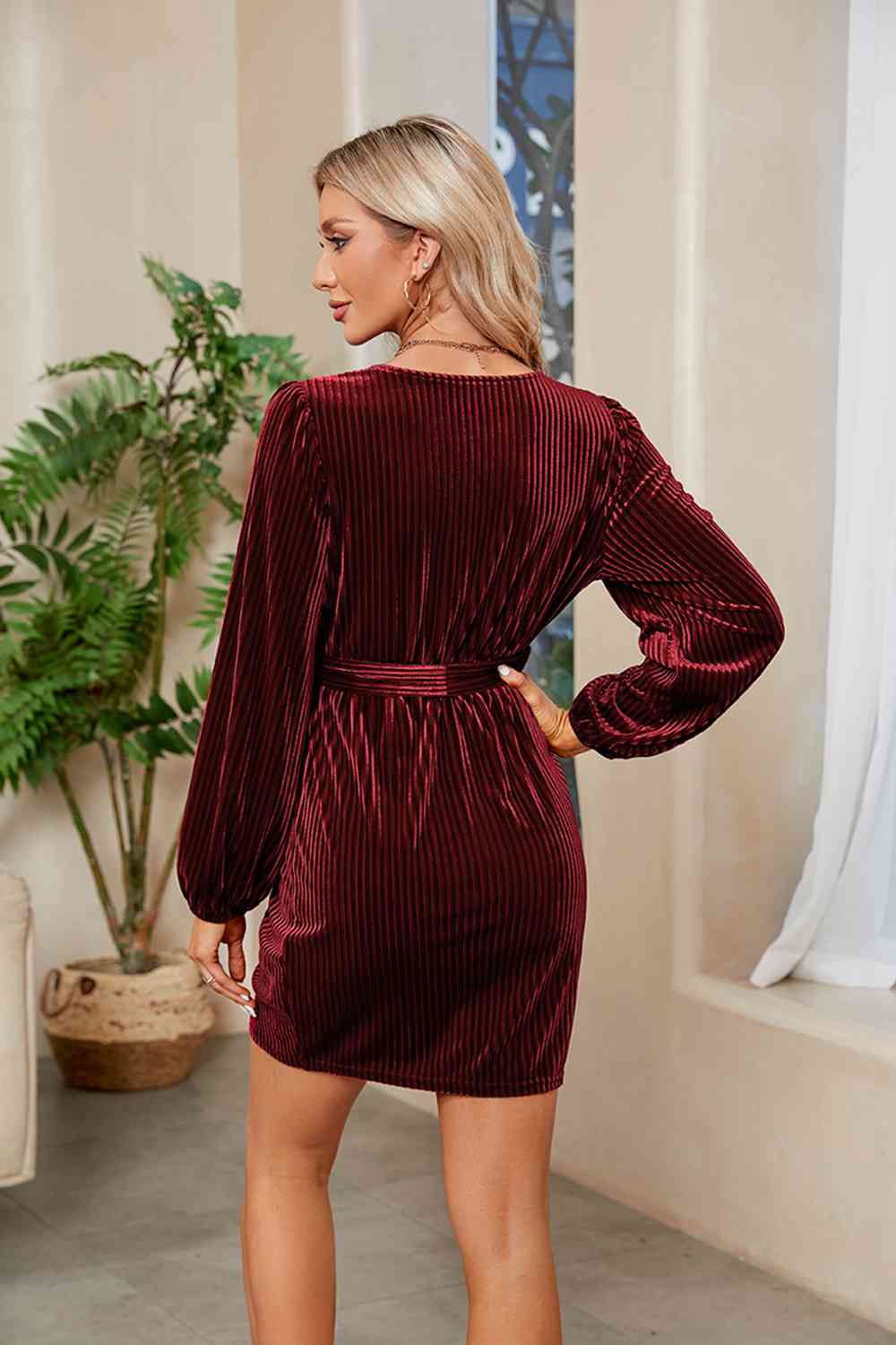 Marley Ribbed Tie Front Mini Dress