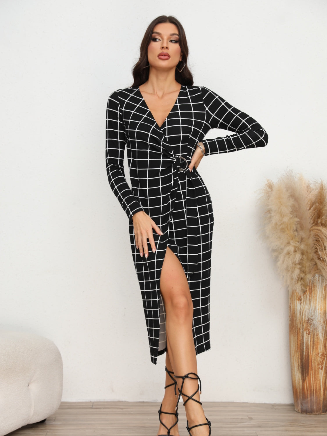 Off The Grid Plaid Midi Dress