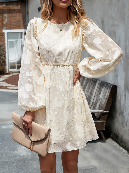 Delilah Ruffle Trim Balloon Sleeve Mini Dress