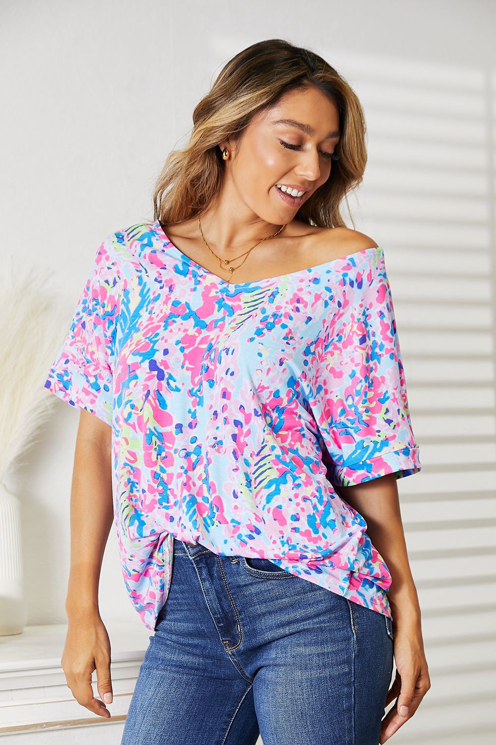 Tropical Vibe V-Neck Top