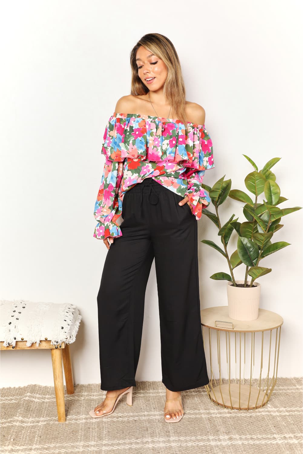 Happiness Blooms Floral Off-Shoulder Blouse