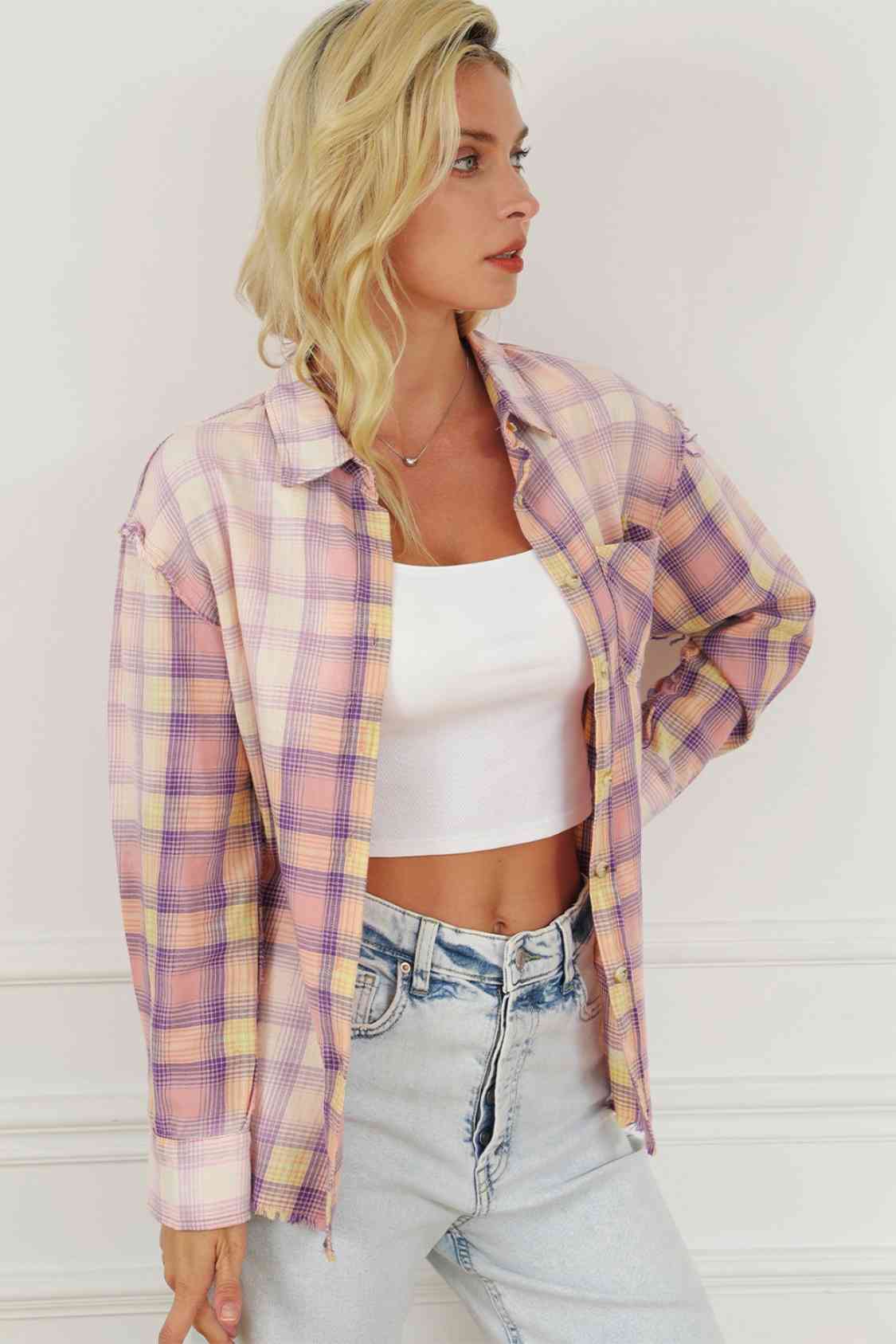 Kinslee Plaid Button Up Long Sleeve Shirt
