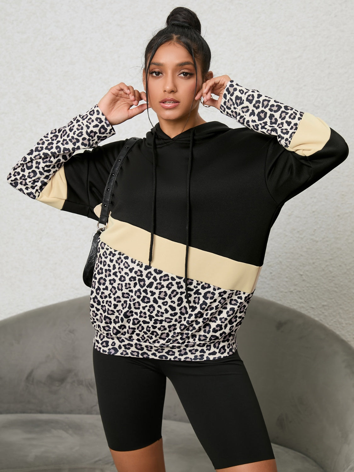 Wild Thing Leopard Color Block Hoodie