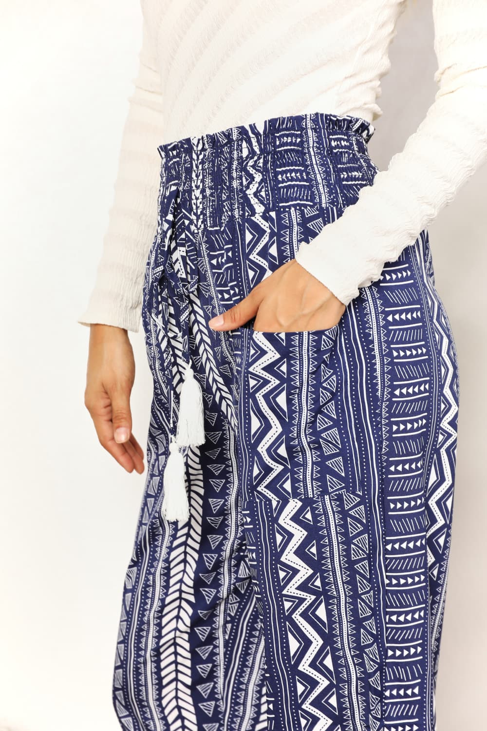 Complex Geometric Tassel Pants