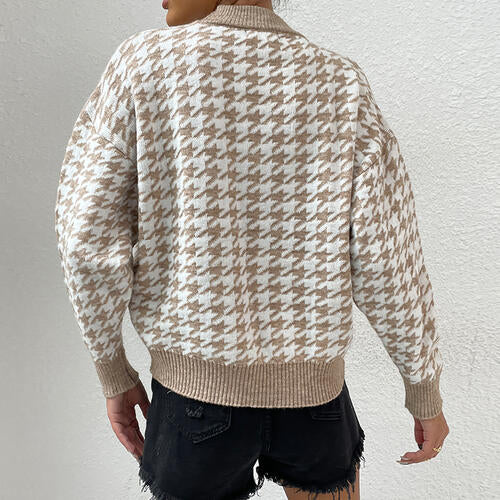 Kara Houndstooth Round Neck Sweater
