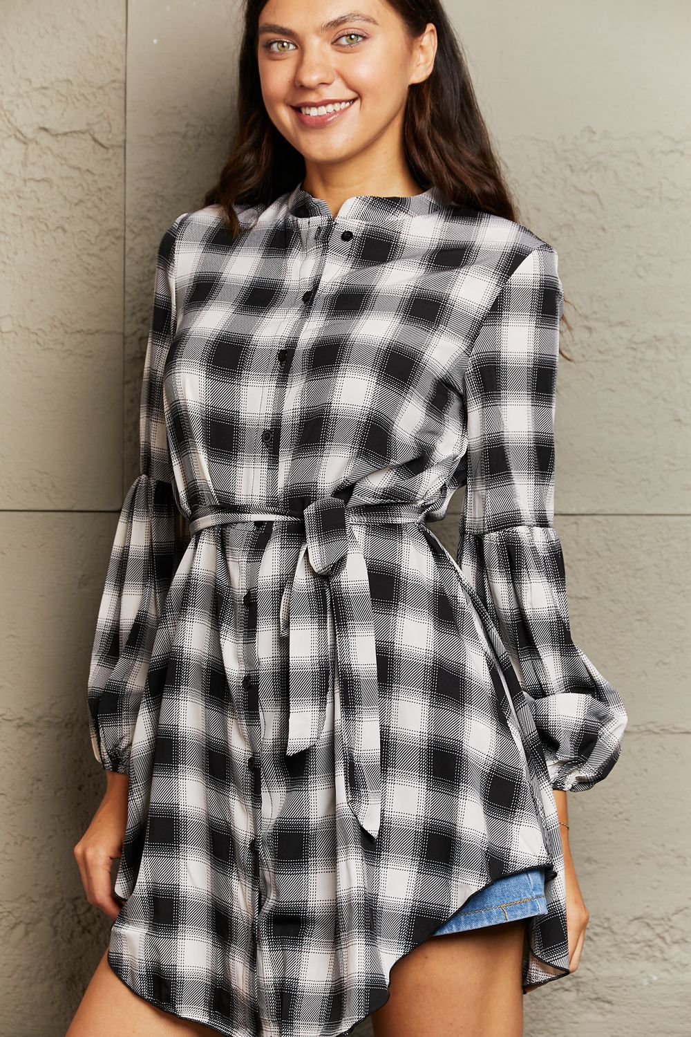Eve Plaid Tie Waist Mini Dress