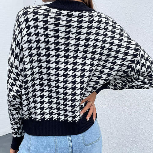 Kara Houndstooth Round Neck Sweater