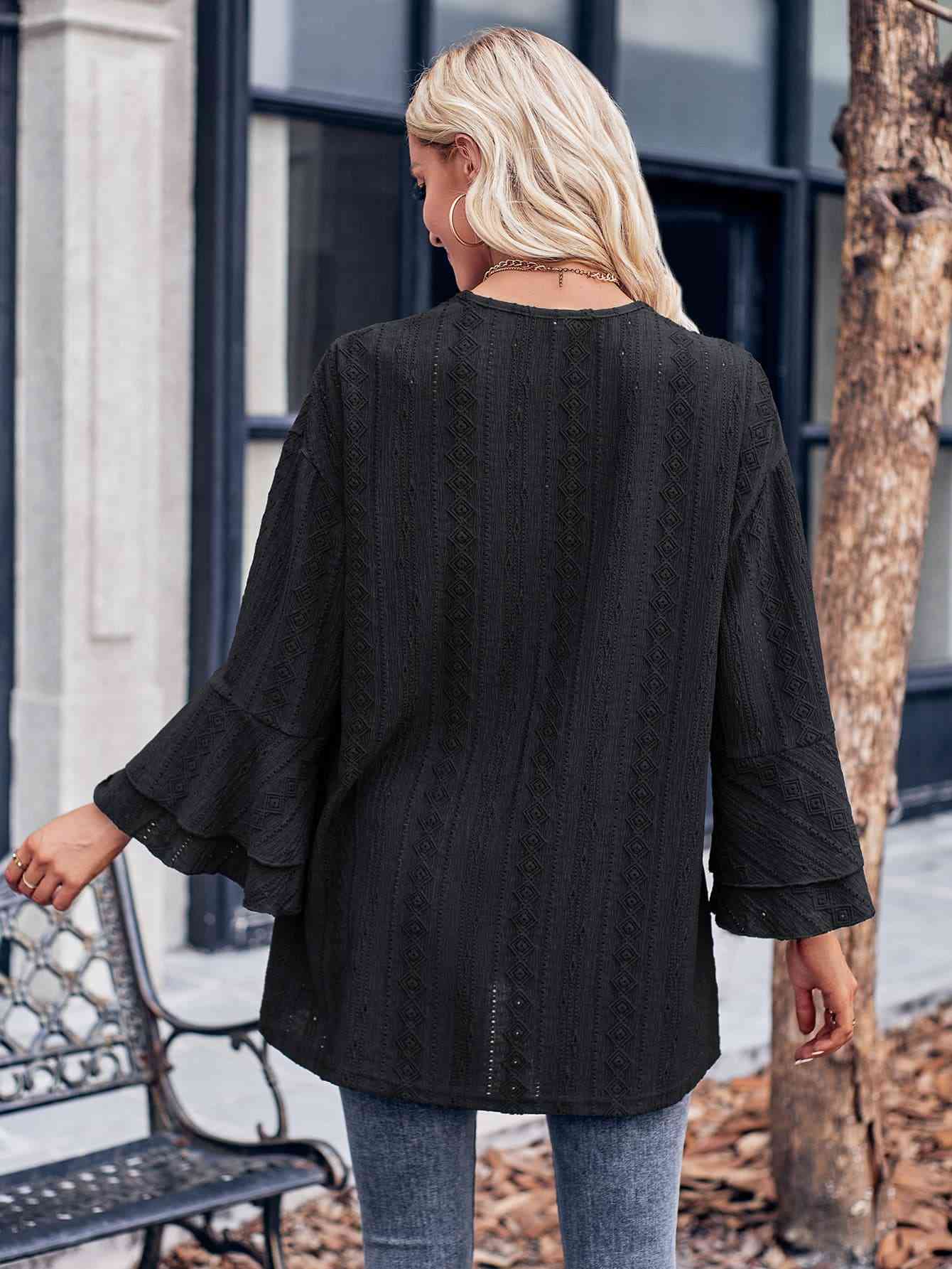 Anne Eyelet Bell Sleeve Cardigan