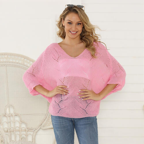 Sophia Eyelet V-Neck Knit Top