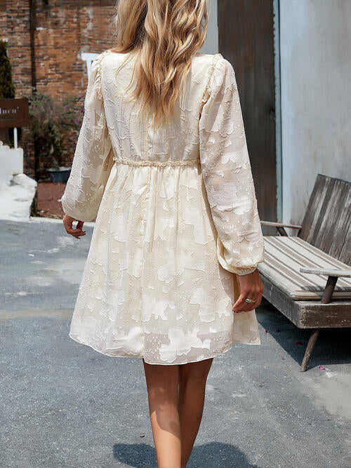 Delilah Ruffle Trim Balloon Sleeve Mini Dress