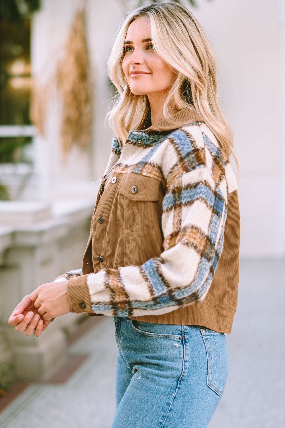 Lauren Plaid Button Down Jacket
