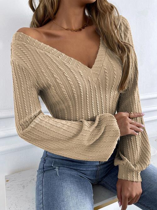 Renee Cable-Knit Long Sleeve Knit Top