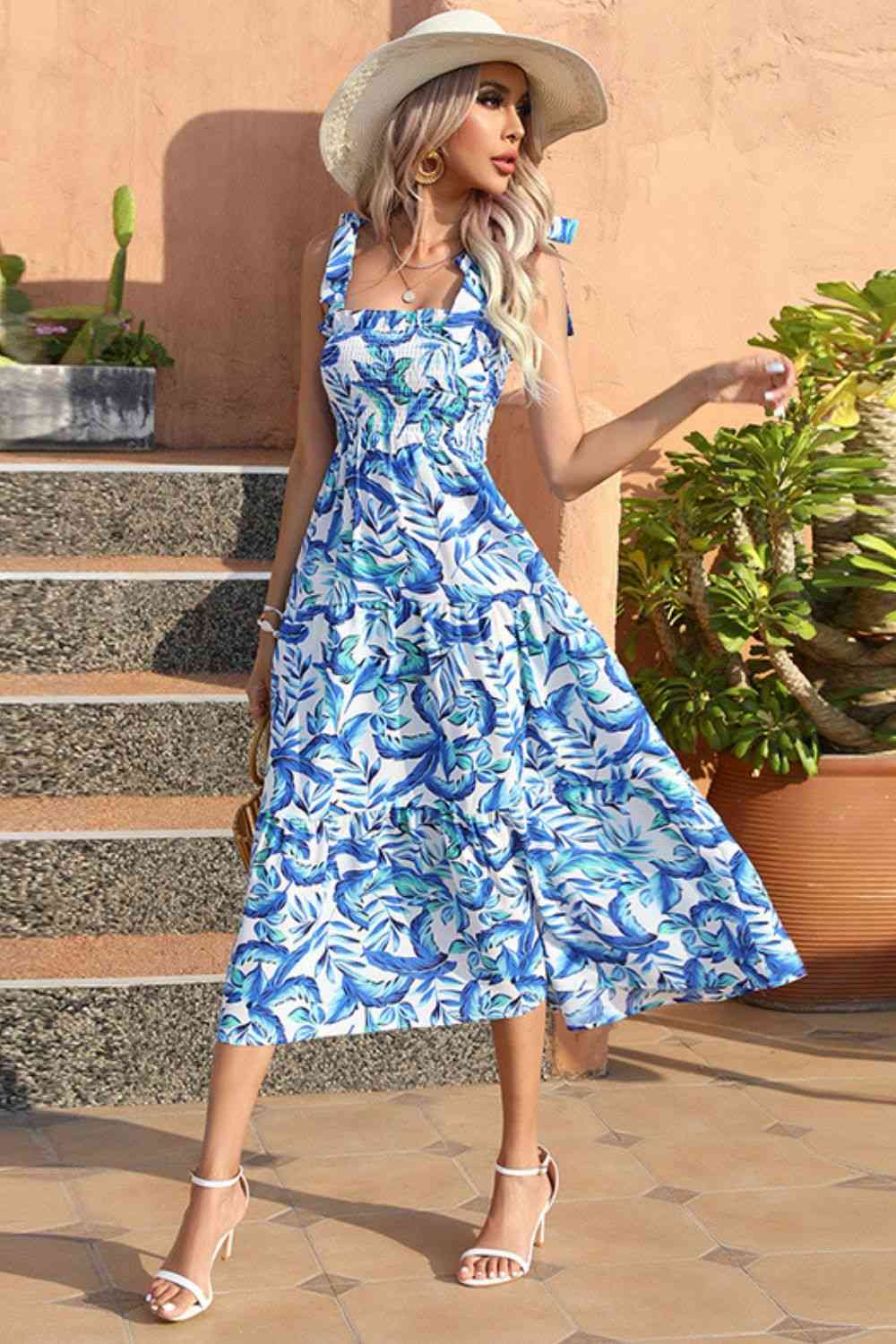 Daphne Tie Smocked Midi Dress