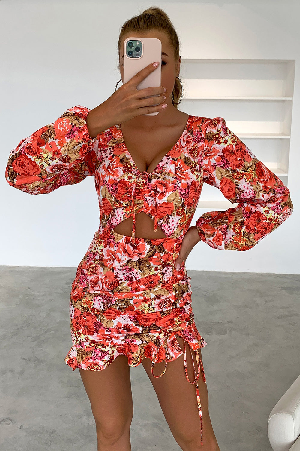 Kelis Floral Cutout Mini Dress