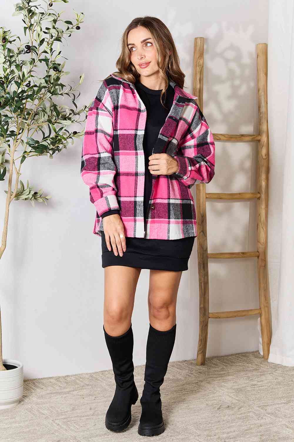 Kayla Plaid Button Up Jacket