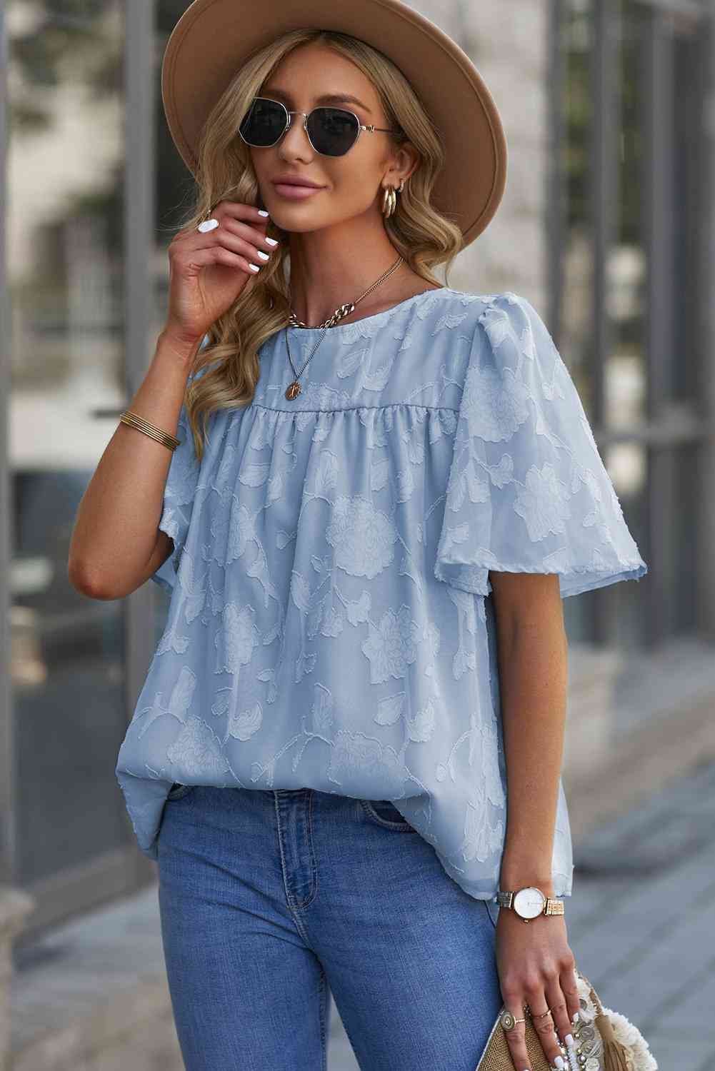 Vanessa Round Neck Puff Sleeve Blouse