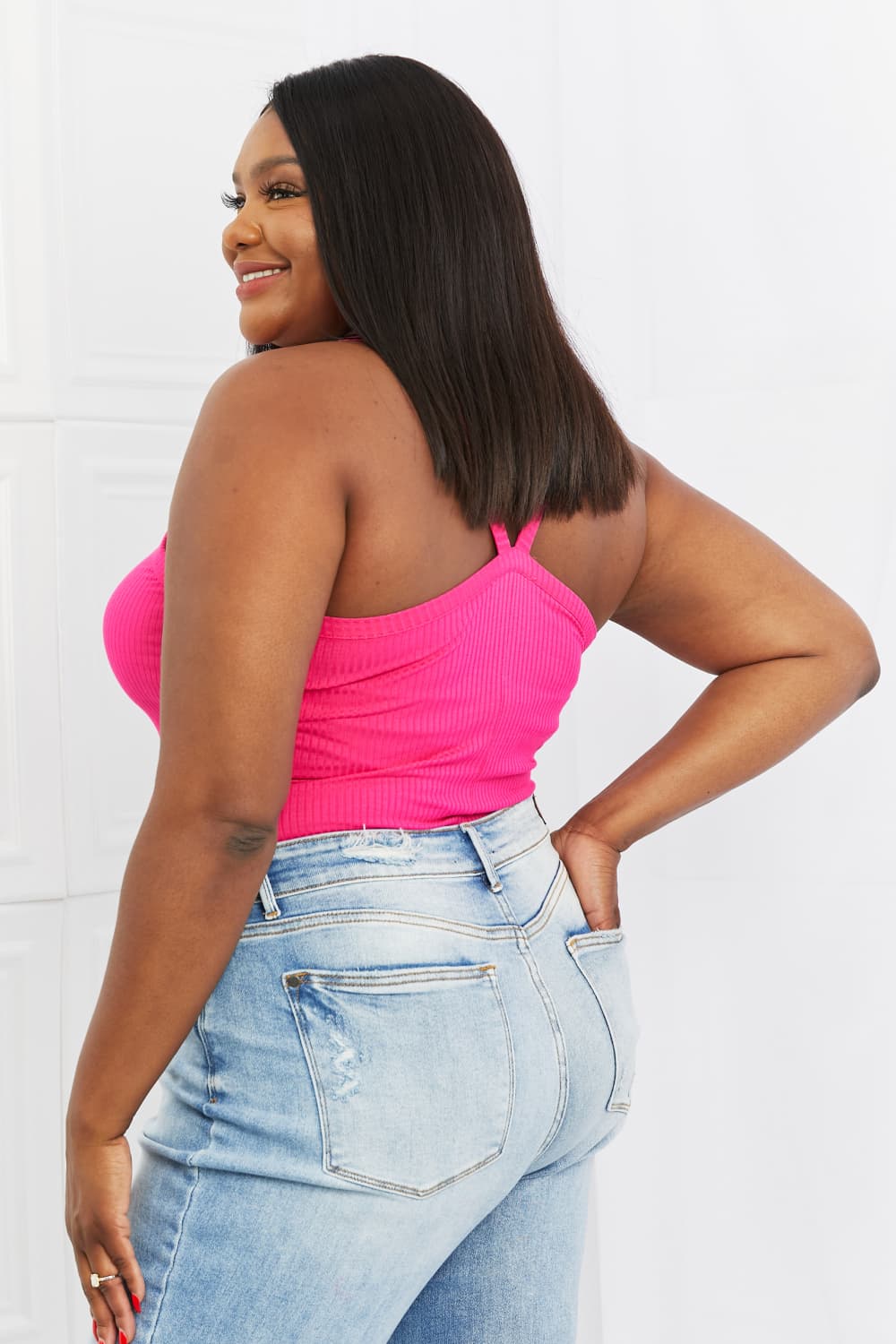 Hello There V-Neck Ribbed Cami
