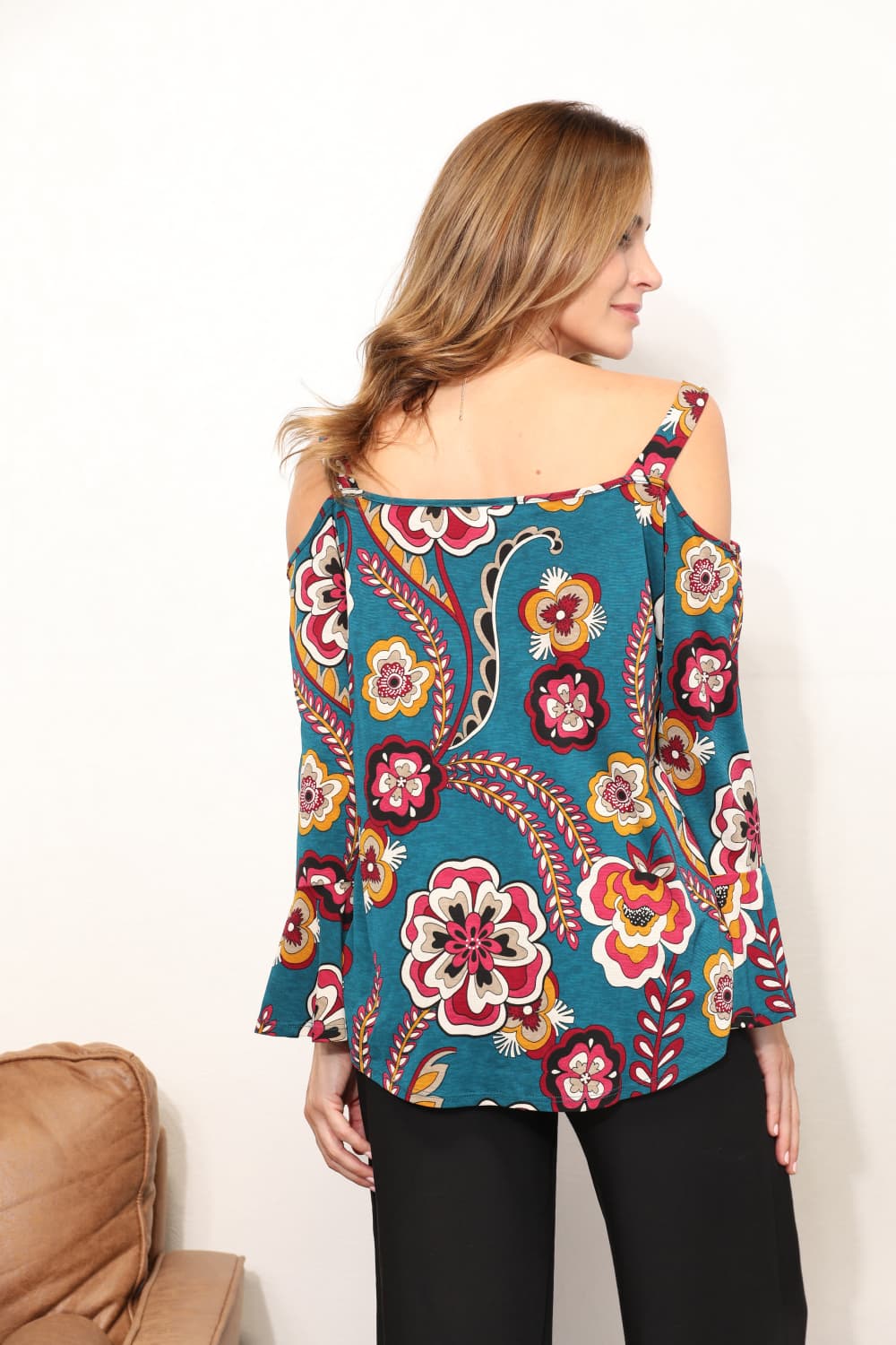 Gracie Floral Cold Shoulder Blouse