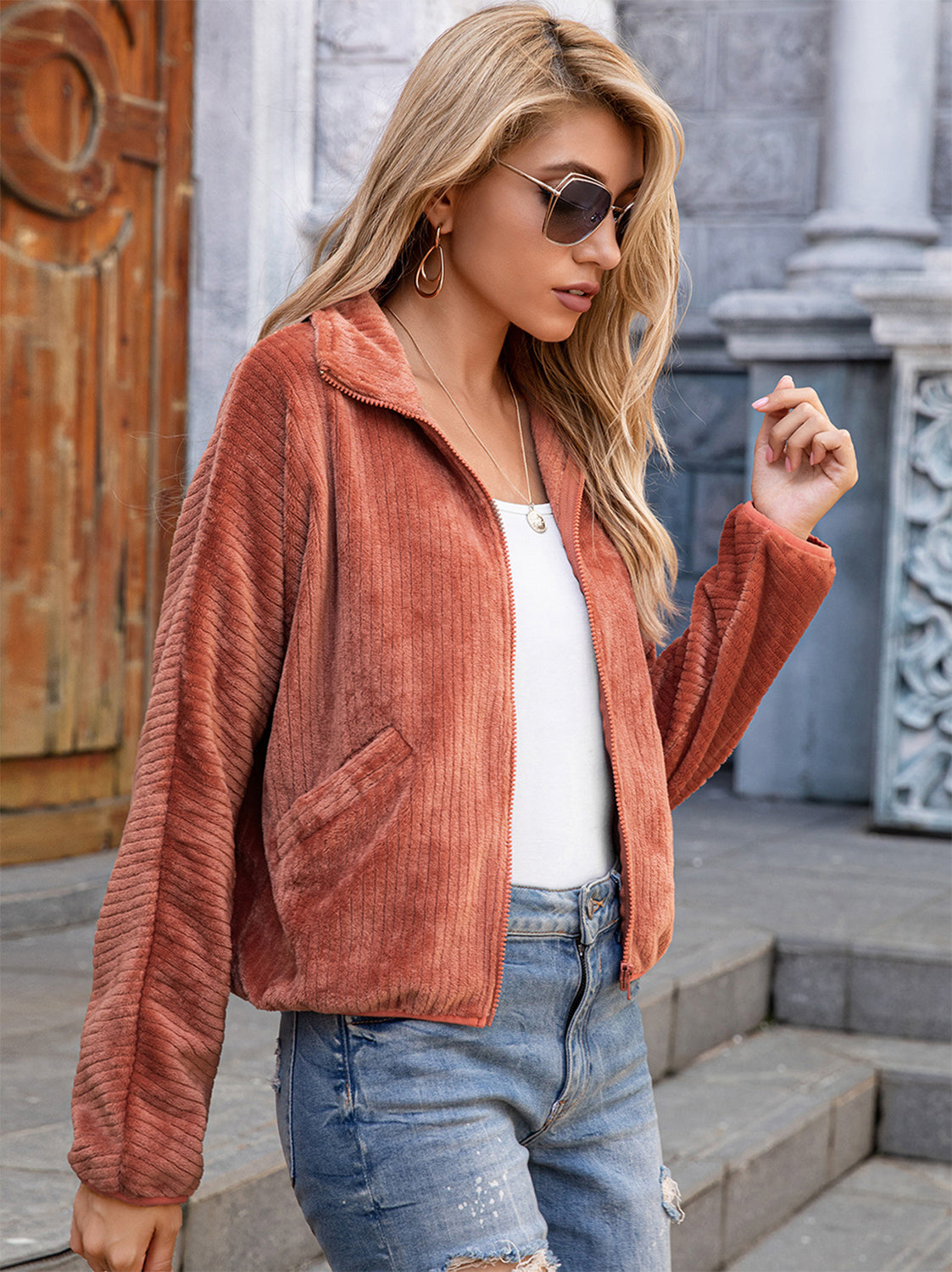 Embrace Me Zip-Up Collared Jacket