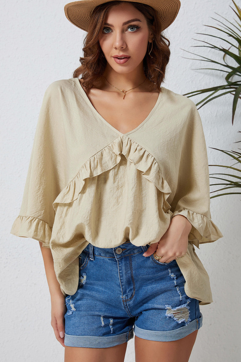 Marcia Ruffled V-Neck Blouse
