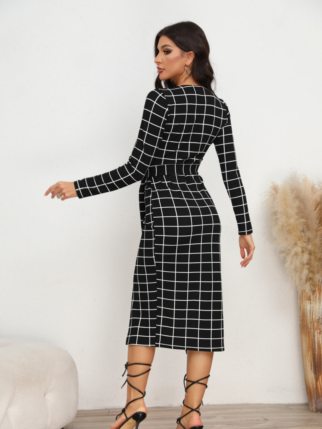 Off The Grid Plaid Midi Dress